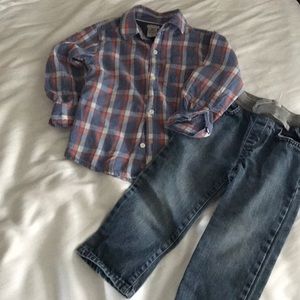 Boys 3T Carters Button Down & CP Jeans Outfit